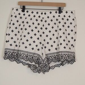 Abercrombie Fitch Linen Blend Eyelet Pull On Shorts Women's XL Cottagecore Beach